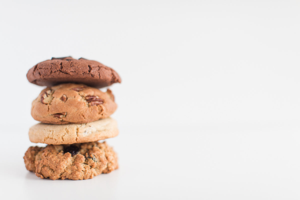 Four cookies stacked stock photo