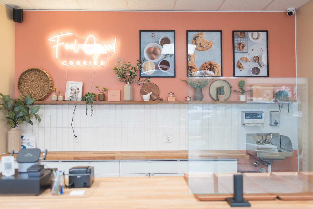 Feel Good Cookies storefront counter in Madison Heights, MI