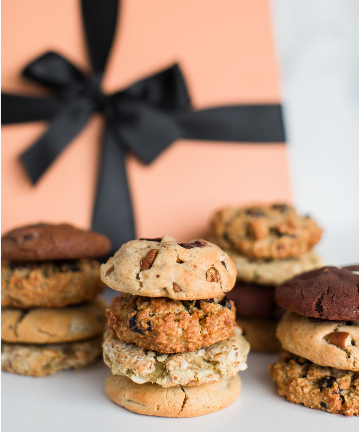 Feel Good Cookies Gift Box Cookies Close up Stock Photo